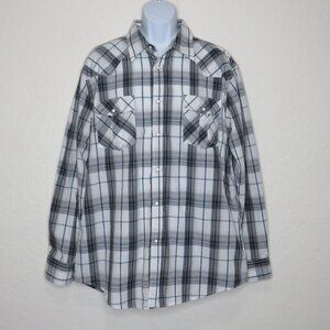 Coastal* Men's Long Sleeve Snap Down Curved Hem Chest Pocket Plaid Shirt~ XXL